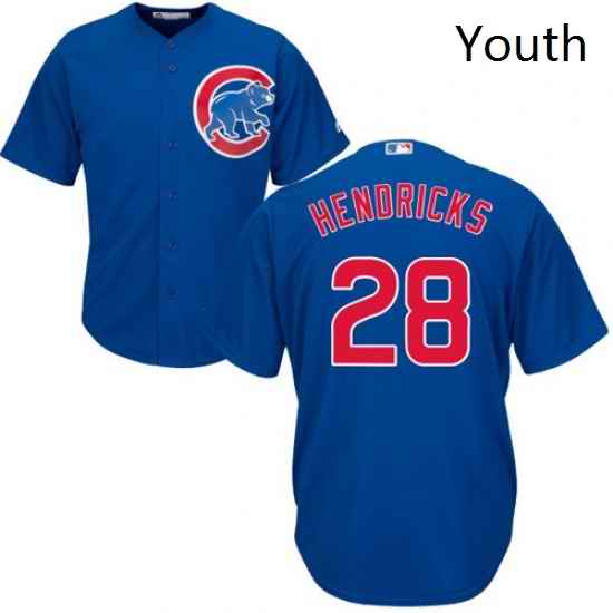 Youth Majestic Chicago Cubs 28 Kyle Hendricks Authentic Royal Blue Alternate Cool Base MLB Jersey